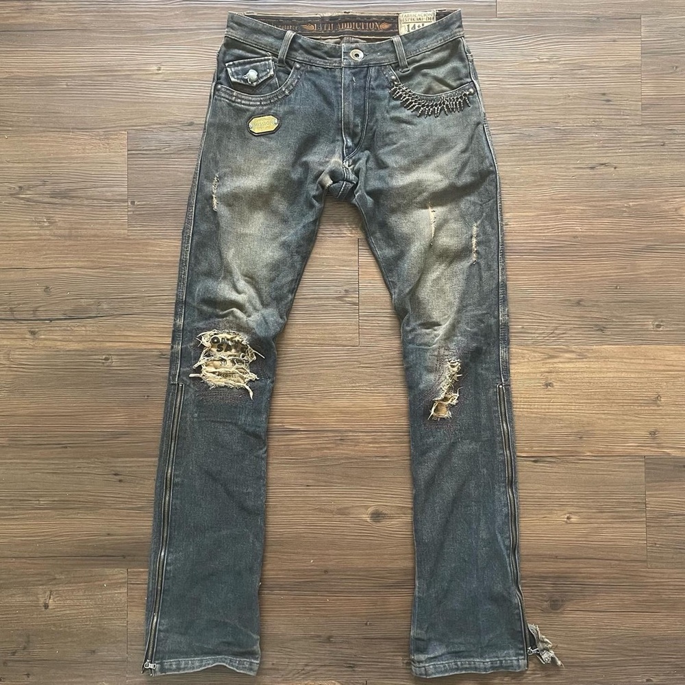 (SOLD) 14th Addiction Alligator Skin Mission City Jail Flare Jeans
